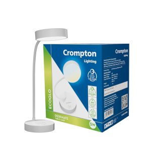 crompton deskmate 5w usb rechargeable led desk lamp | flexible neck, colour changing & smooth dimming | flame safe design | pack of 1